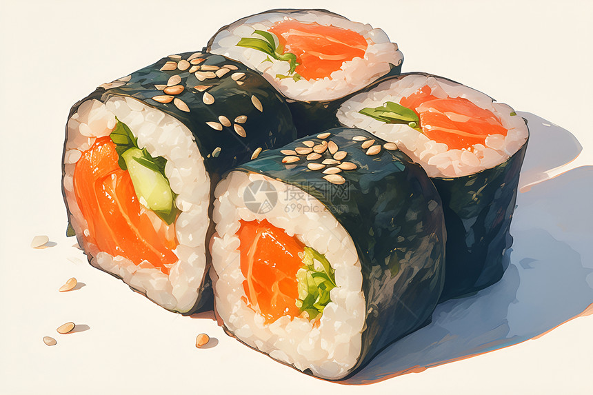 精致美味的寿司卷图片