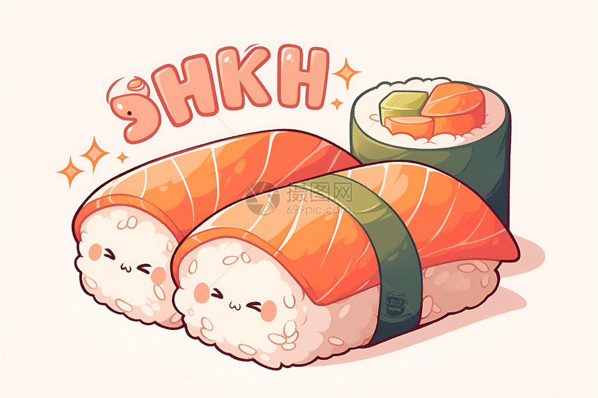 开心寿司涂鸦风图片
