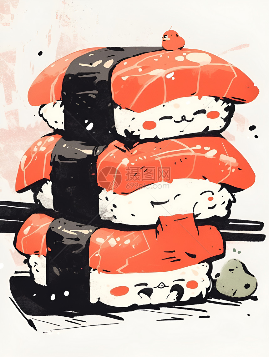 鲜活寿司插画图片