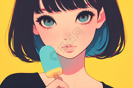 少女与冰淇淋背景图片