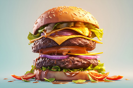 静物美食美味的汉堡设计图片