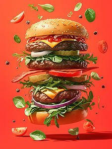 港式小吃美式汉堡设计图片