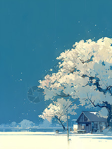 蓝天下的大树背景图片
