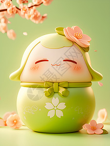 红糖麻糍可爱的绿色麻糬插画