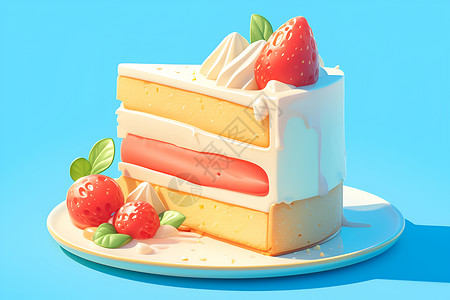 广式甜点切片的蛋糕插画