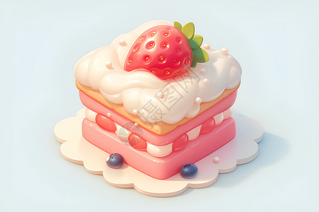 美味草莓蛋糕美味诱人的草莓蛋糕插画