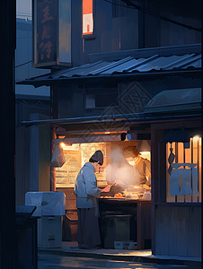 街头的饭店插画背景图片