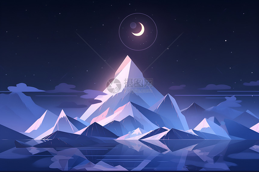 夜幕下的壮观山脉图片