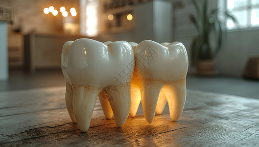 三维立体的牙齿模型背景图片