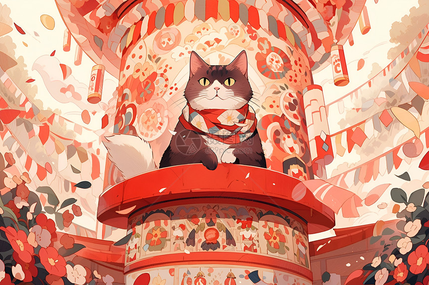 红缸中的猫图片