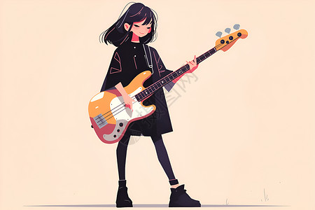 少女之梦弹吉他女孩卡通高清图片