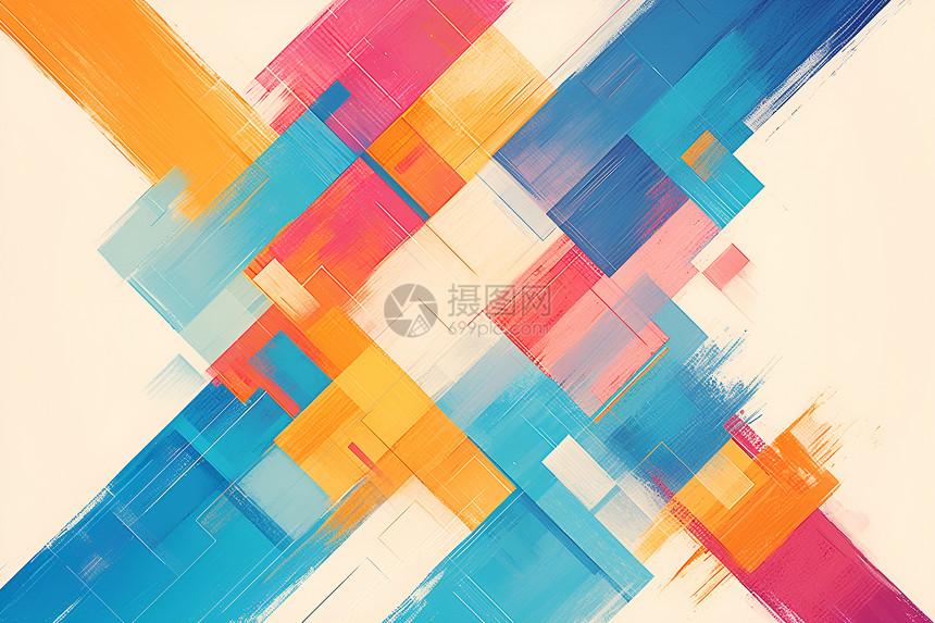 彩色抽象的几何方块图片
