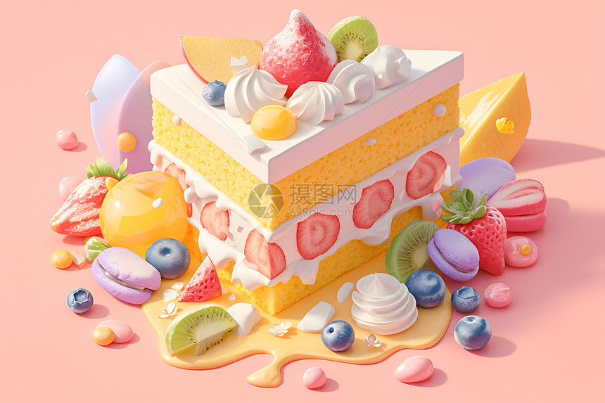 彩色糖果蛋糕图片