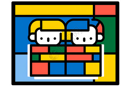 彩色方块中的家庭背景图片
