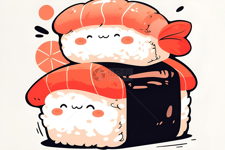 卡通鲜虾寿司图片