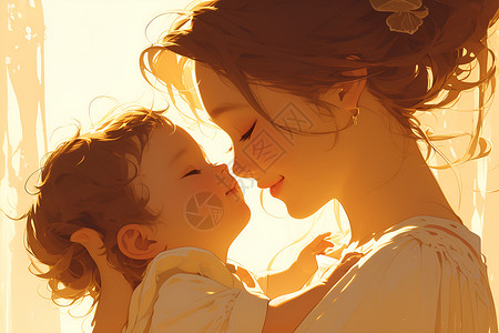 宝宝画画妈妈抱着婴儿插画
