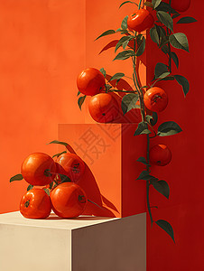 红色的美味柿子背景图片