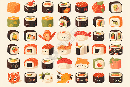 寿司logo美味丰盛的寿司插画