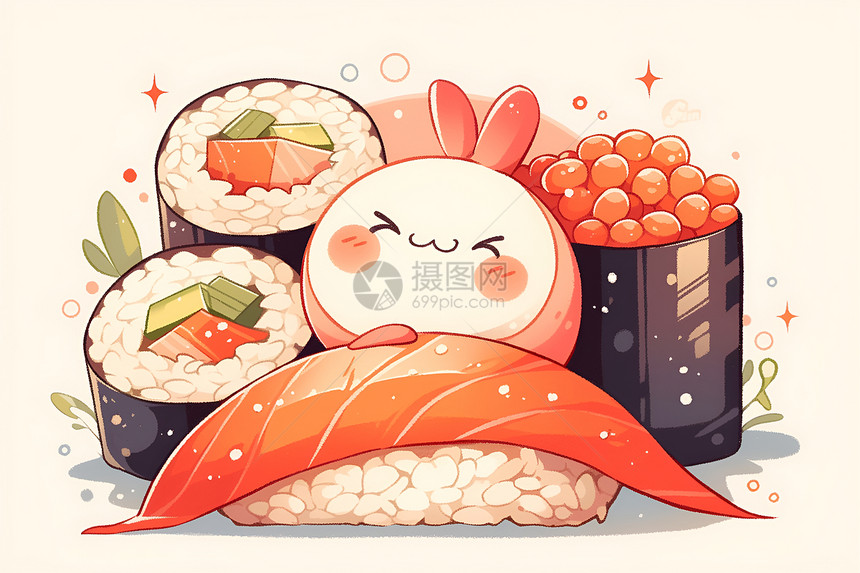 可爱睡眠的寿司图片