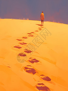 沙漠脚印沙漠上的脚印插画