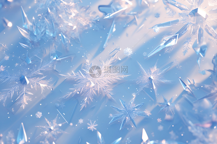 冰雪中的晶体图片