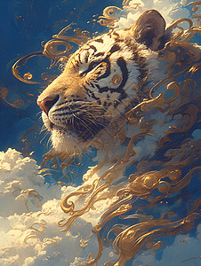 云中梦幻的虎背景图片