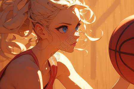 篮球场上的金发女孩背景图片