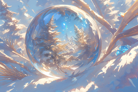 白雪魔幻水晶球高清图片