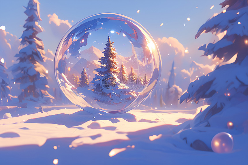 魔幻雪景中的冬日仙境图片