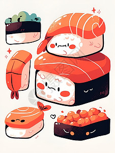 可爱的寿司插图背景图片