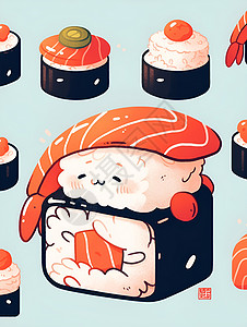 日本寿司插图背景图片