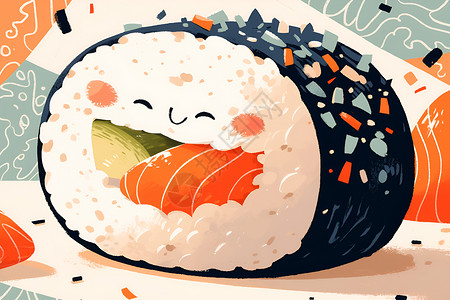 日本寿司与可爱图案背景图片