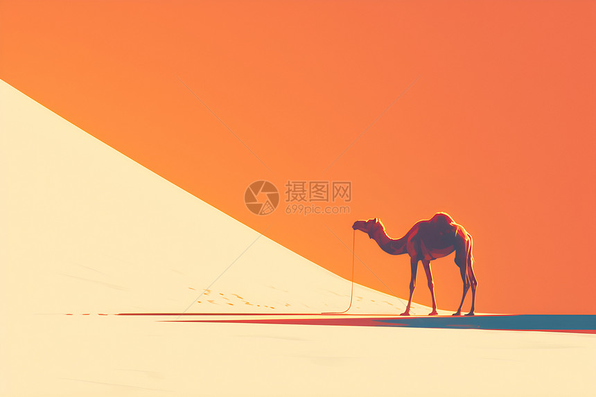 沙漠上孤独的骆驼图片