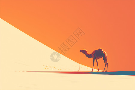 沙漠上孤独的骆驼背景图片