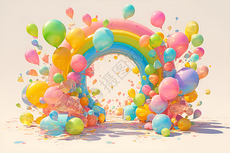彩虹气球拱门背景图片