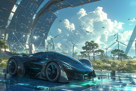 电动汽车的未来设计背景图片