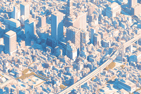 阳光里的城市建筑背景图片