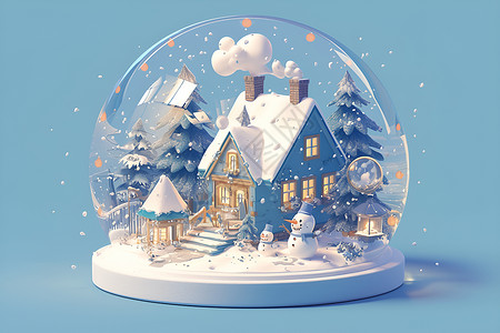 冬日奇幻雪球背景图片