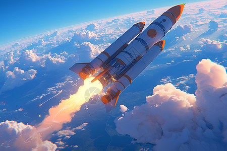 悬浮太空中的火箭背景图片