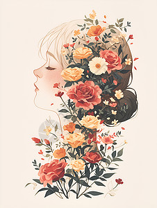 花朵中的女人背景图片