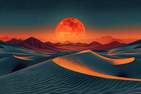 沙丘夕阳美景背景图片