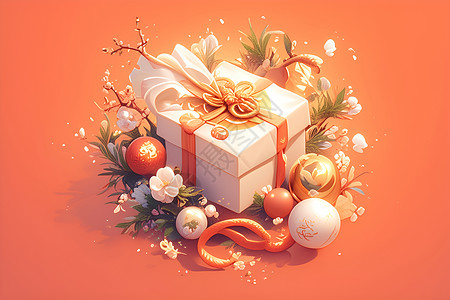圣诞节包装礼物新年礼盒插画