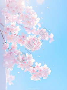粉色春天花园中的樱花盛开插画