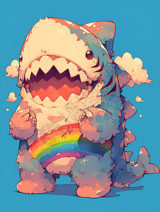 开心快乐的小鲨鱼背景图片
