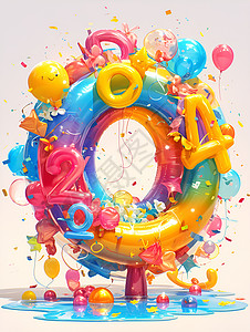 彩虹气球与创意字母背景图片