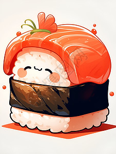 切寿司可爱的寿司人物插画