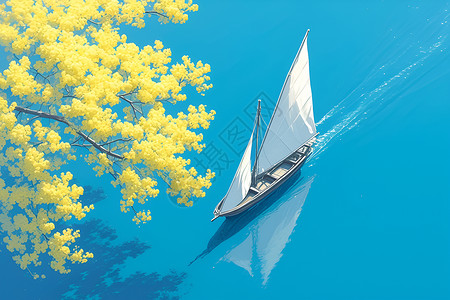 湖面上的帆船背景图片