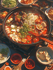 美味的火锅食物背景图片