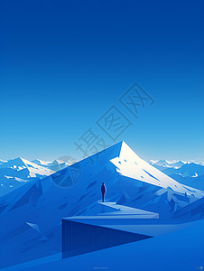 雪山中漫步的人物高清图片