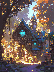 秋天的城堡背景图片